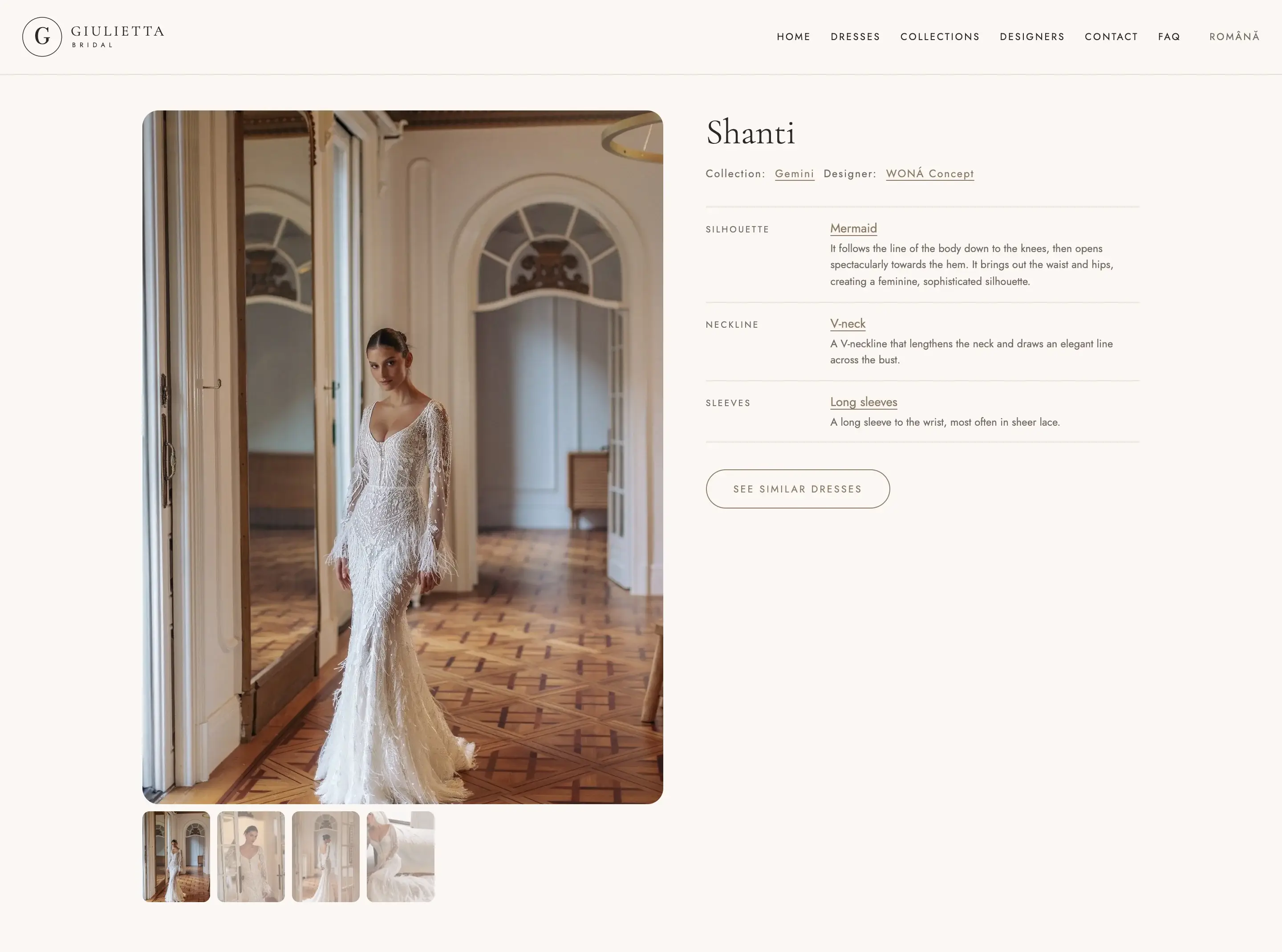 Giulietta Bridal website on a desktop screen