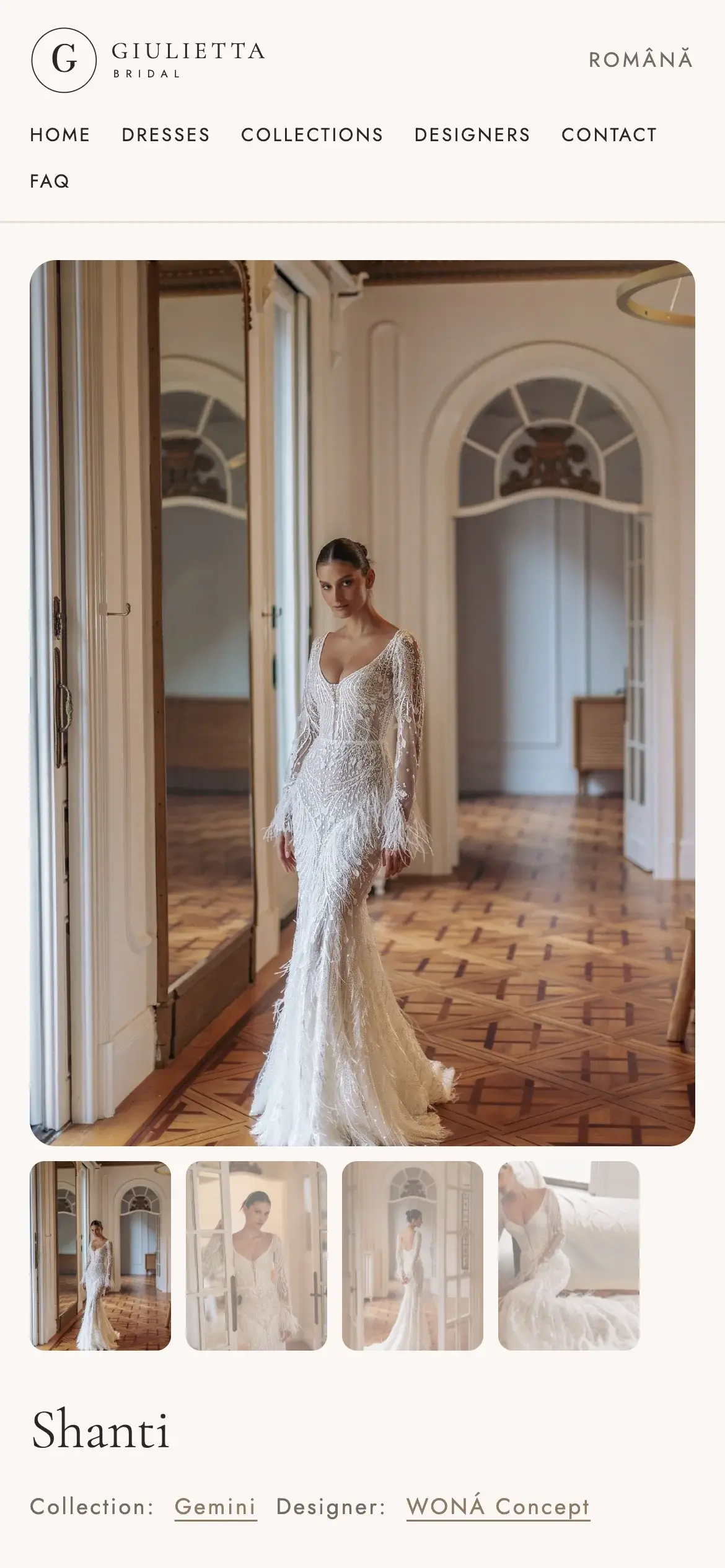 Giulietta Bridal website on a phone