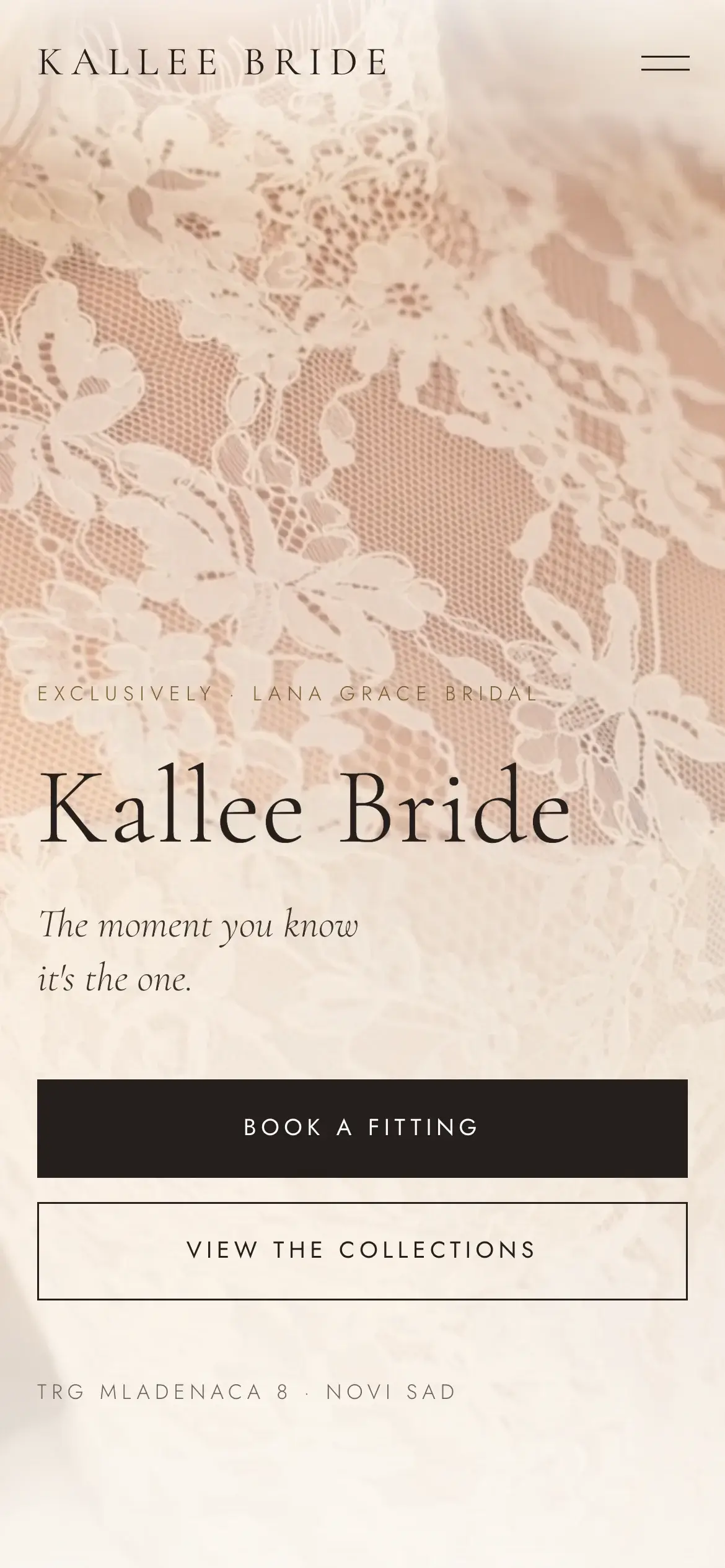 Kallee Bride website on a phone