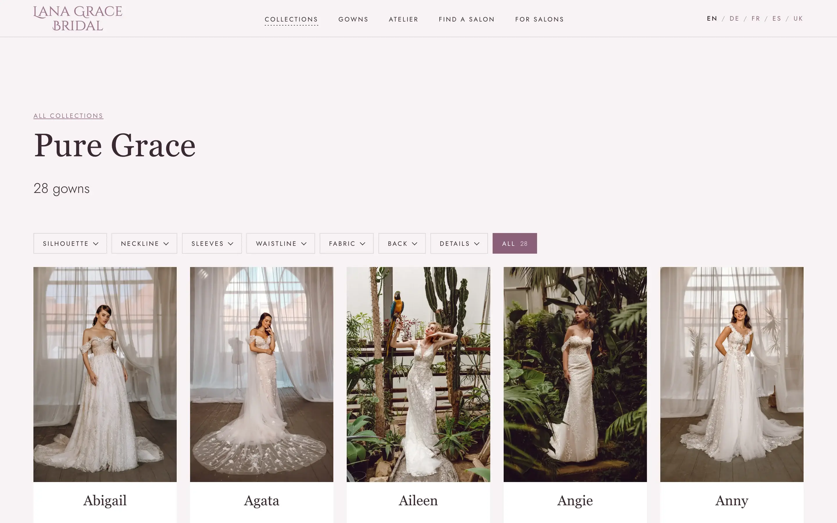 Lana Grace Bridal interface