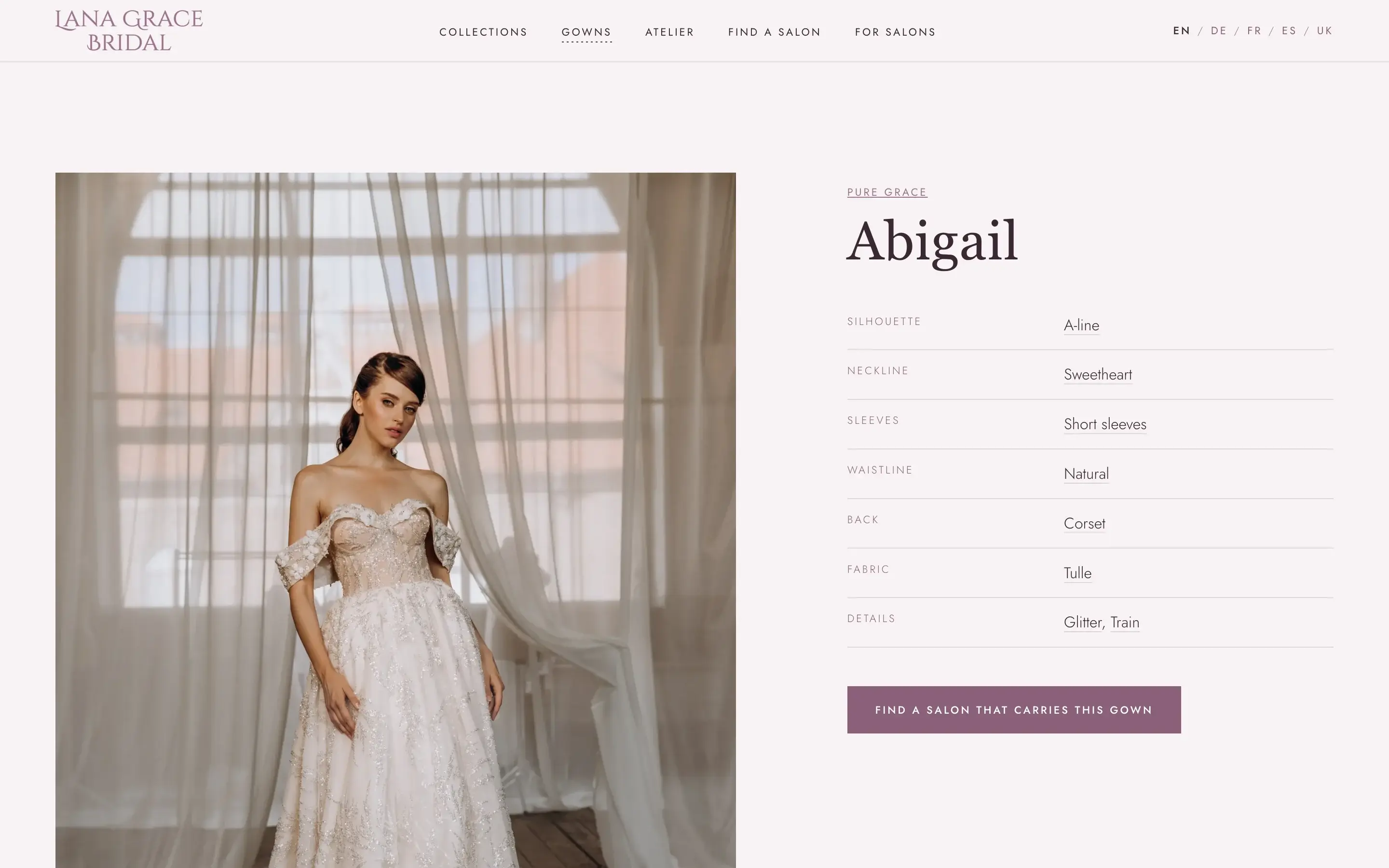 Lana Grace Bridal interface