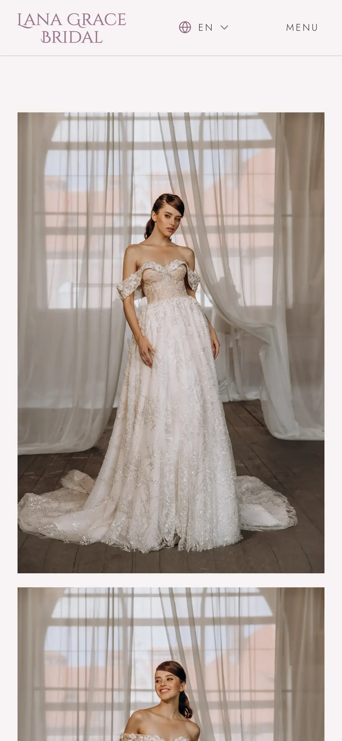 Lana Grace Bridal website on a phone