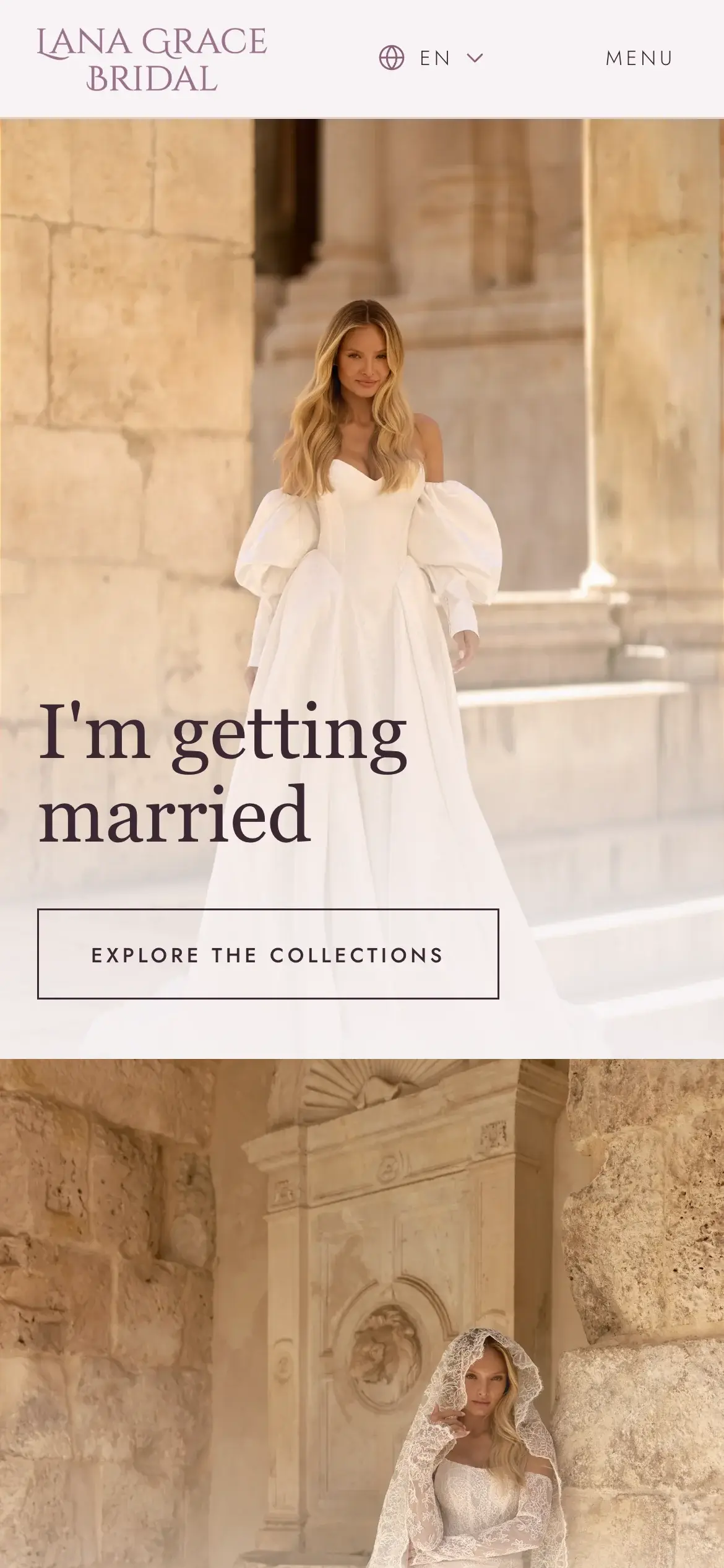 Lana Grace Bridal website on a phone