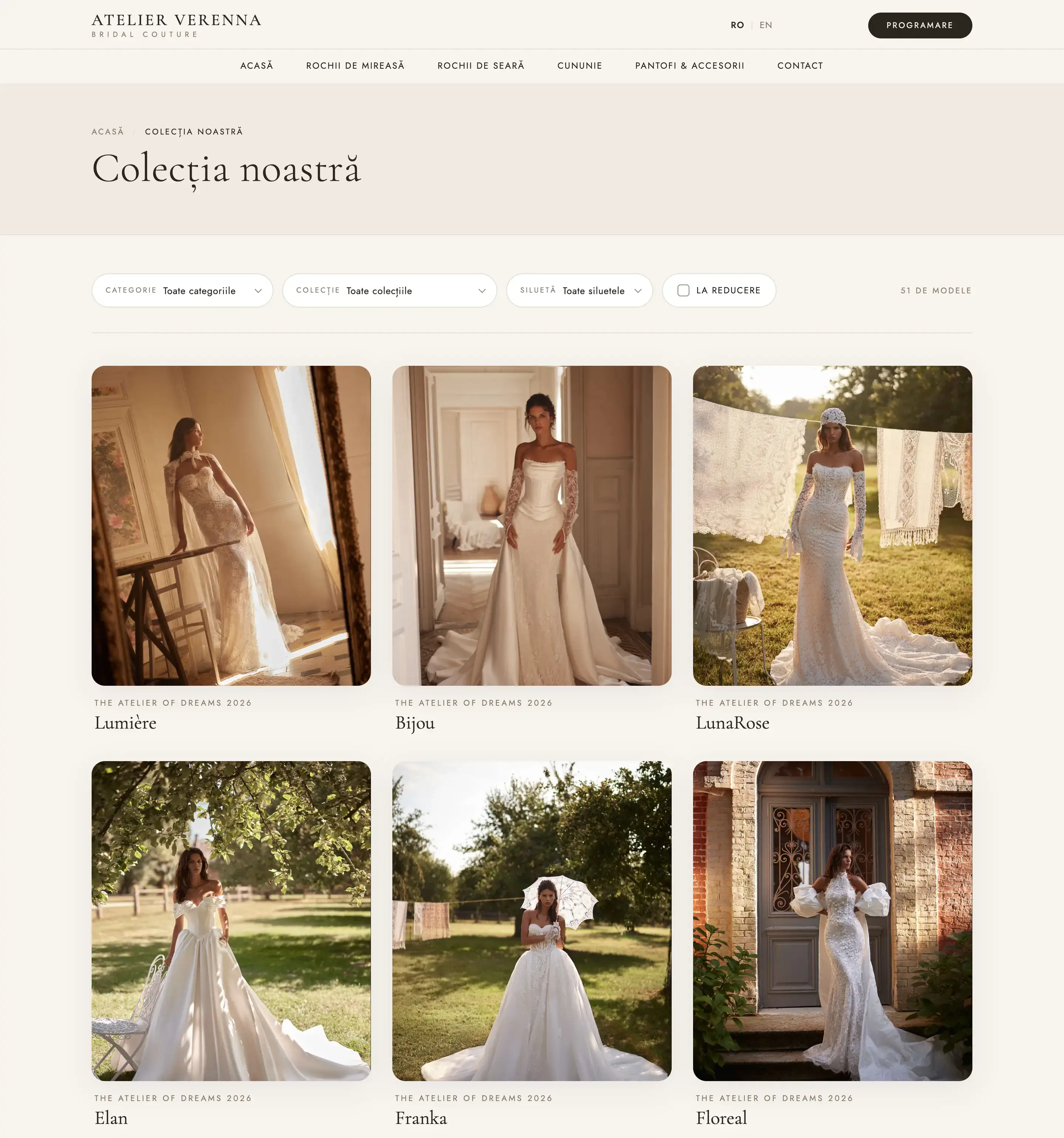 Atelier Verenna website on a desktop screen